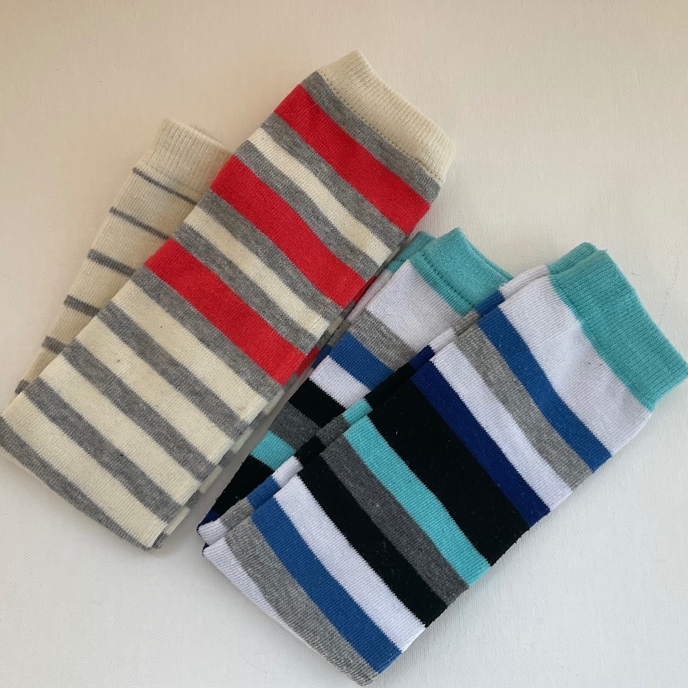 SALE‼️WOMENS JUNIORS STRIPED KNIT RETRO 80s LEG WARMERS BUNDLE OF 2 PAIR NWT